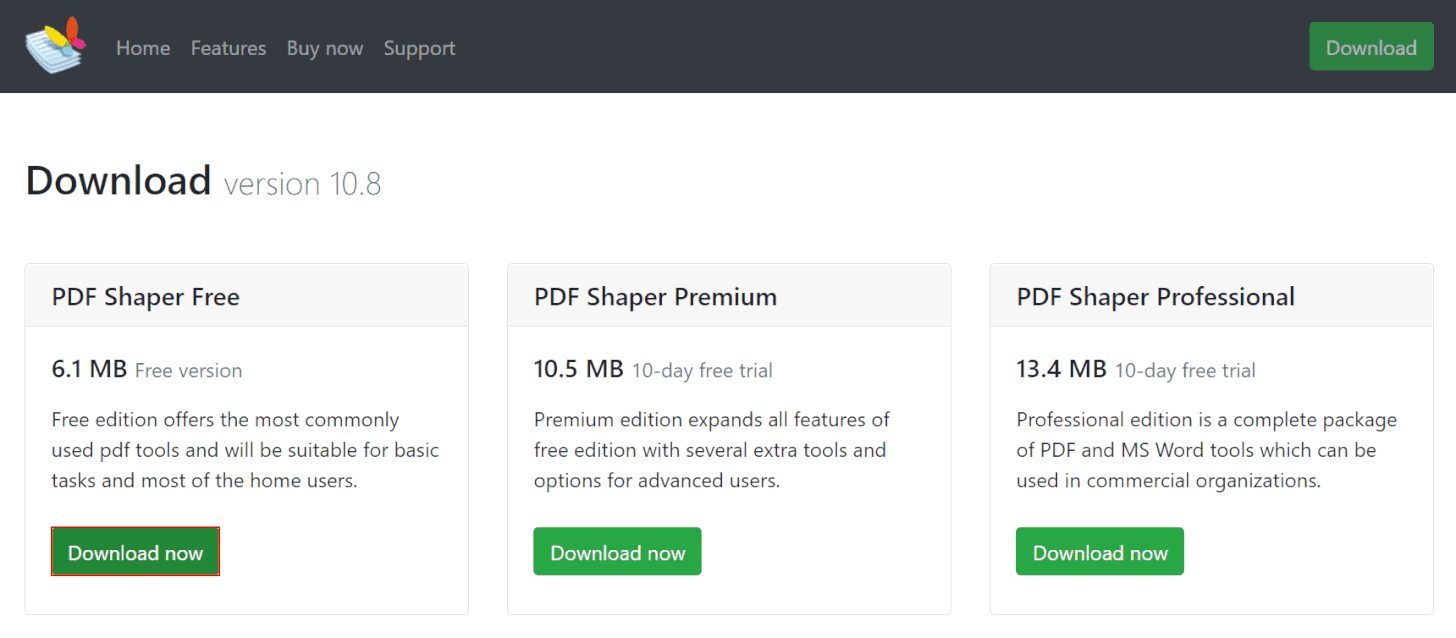 pdf-shaper-free ダウンロードページ