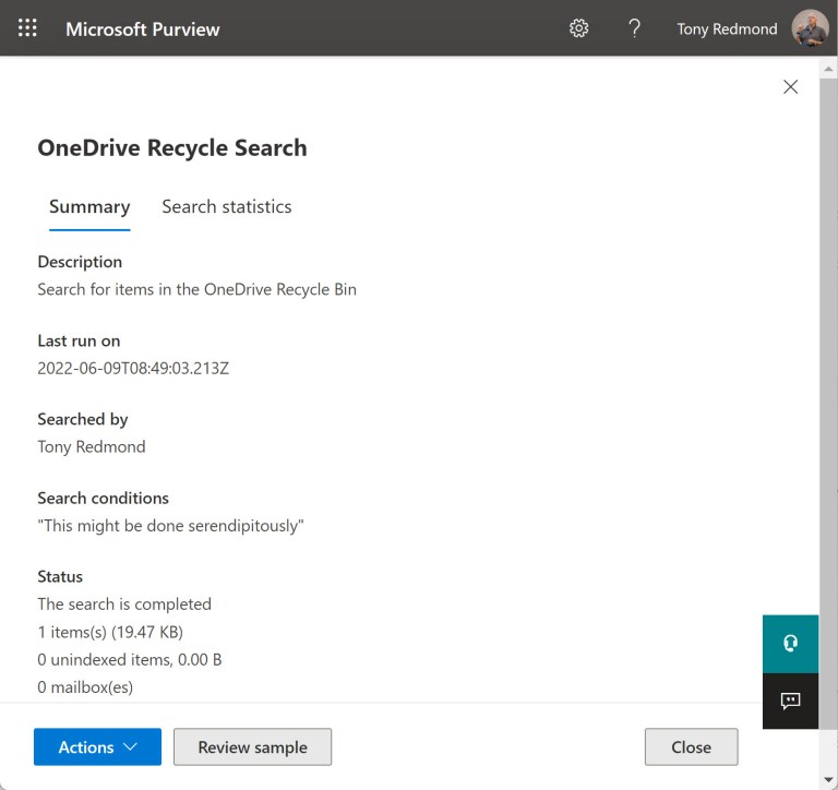 Microsoft 365 コンテンツ検索では、OneDrive for Business のごみ箱でアイテムが検索されます