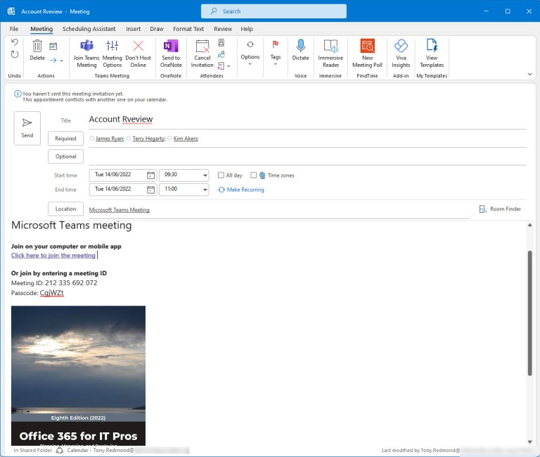 Outlook for Windows でカスタマイズされたチームの会議出席依頼