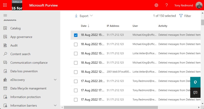 Microsoft Purview コンプライアンス ポータルでのメールボックス監査イベントの検索